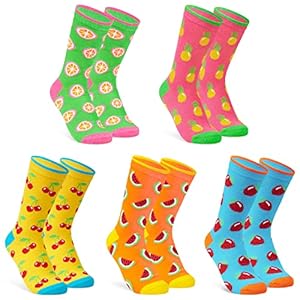 CityComfort Socks Women, 5 Pack of Crew Socks, Colourful Funny Socks for Women and Teens