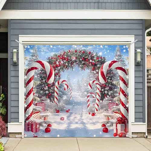 Décoration de Noël extérieure Luminora forêt enneigée sans percer le garage