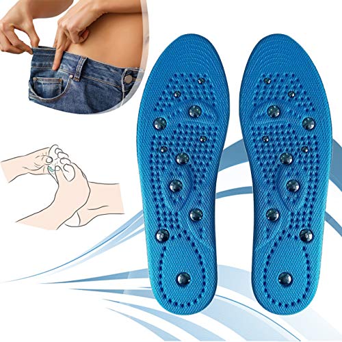 ZhiLianZhao Akupressur Einlegesohlen Euphoric, Massage Magnetische Einlegesohle Abnehmen mit Atmungsaktiv und Bequem, Waschbar, Schneidbar für Schlafqualität Zu Verbessern,Blau,L Cover