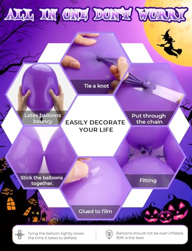 Adeyoo ADWSJ00 Halloween Balloons Decorations,60Pcs 12 Inch Black Orange Balloons Set Purple Green Latex Balloons Fun Confetti Balloons Ghost Bat Skeleton Print Balloons For Halloween Birthday Party Supplies thumb #5
