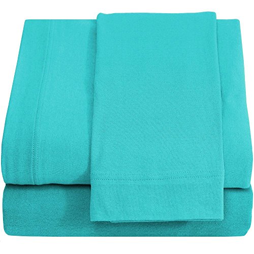 Image of Hospital Twin Extra Long 100% Cotton Jersey Sheet Set - Soft and Comfy - by Crescent Bedding -Twin XL Aqua Blue