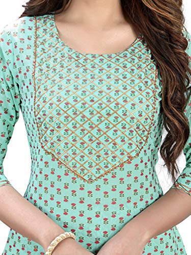 Image of Vbuyz Women's Rayon Printed & Embroidered Anarkali Regular Fit Kurta