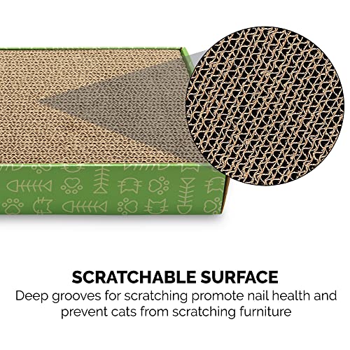 Image of Furhaven Pet Cat Scratcher | Corrugated Cat Scratcher with Catnip, Green, Standard