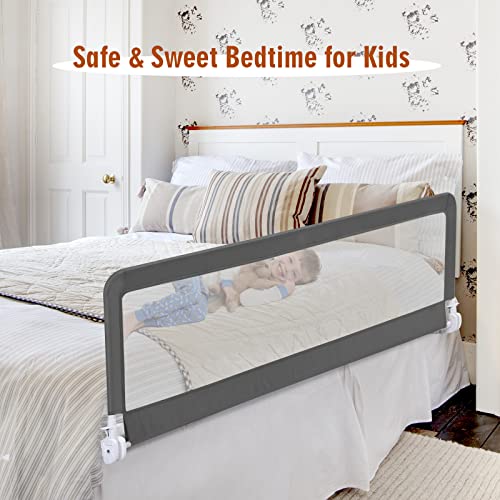 Honey Joy Bed Rail For Toddlers, 71-In Extra Long, Portable Safety Bed Guardrail W/Double Safety Child Lock, Foldable Baby Bed Rail Guard, Fit King & Queen Full Twin Size Bed Mattress(Gray, Pack 1) #TOP1