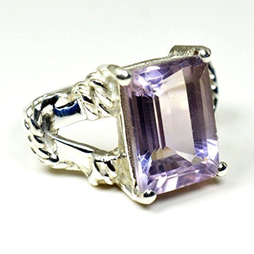 Bague améthyste taillée main en argent sterling véritable, taille H Z