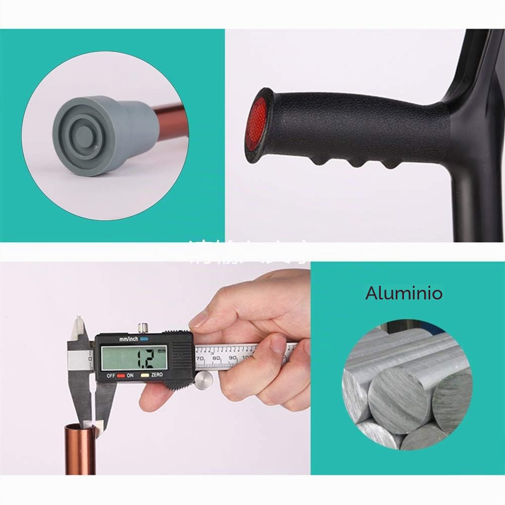 Bastón de Aluminio, Muletas Plegable portátil Apoyo para Antebrazos, Regulable en Altura