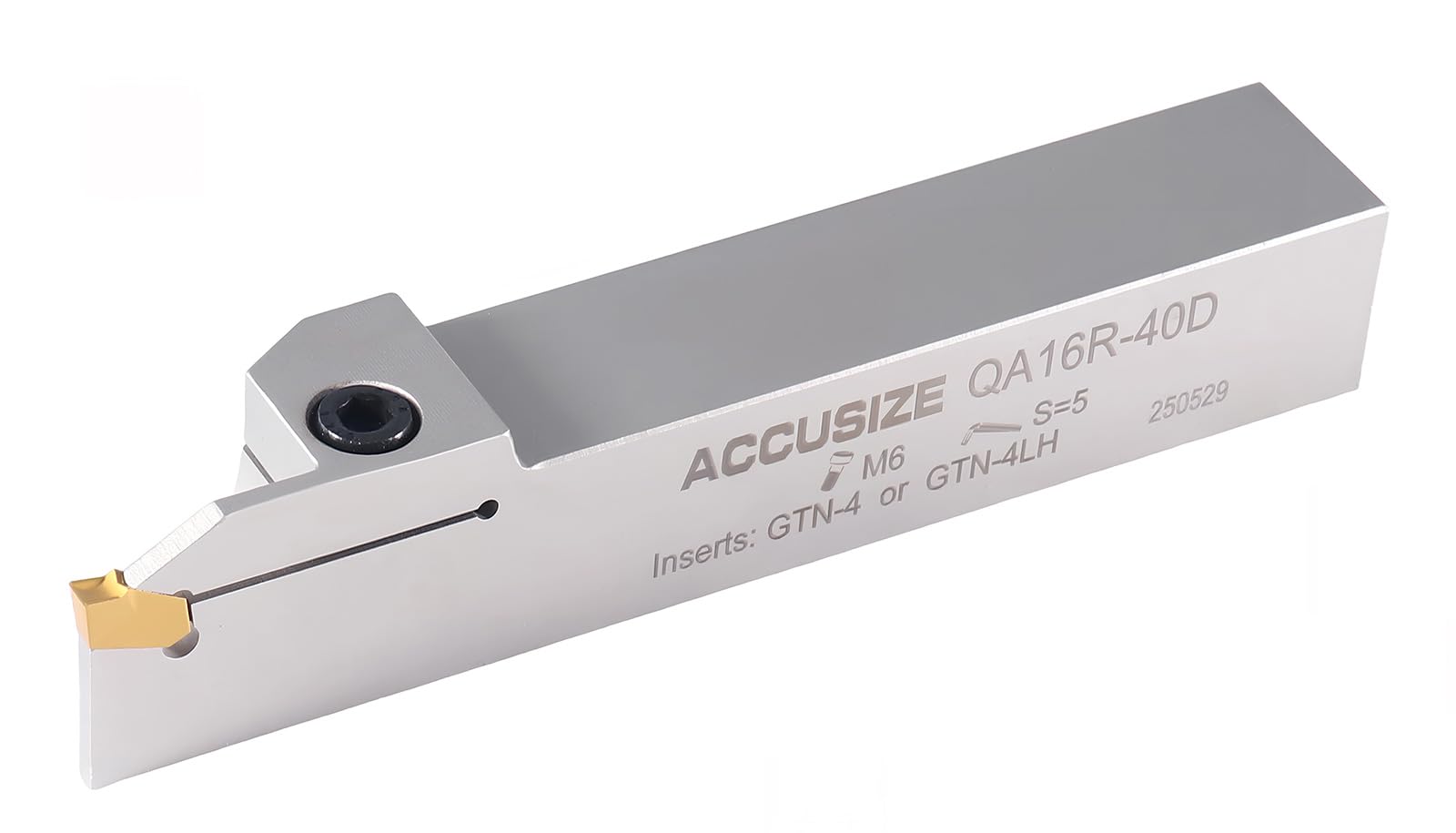 Accusize Industrial Tools 1'' Shank Heavy Duty Indexable Grooving/Cut-Off Holder, Nickel Plated, with a Gtn-4 Tin Coated Carbide Insert, 2415-5036 — Amazon image 5