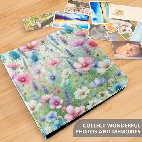 Álbum de fotos adhesivo DIY Scrapbook con flores coloridas, encuadernado de 3 anillos, 40 páginas, tamaño 8x10 para recuerdos miniatura 5