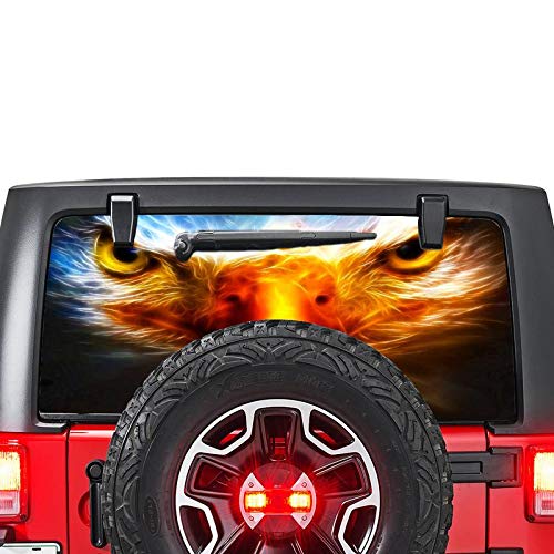 Gold Fish Decals Rear Window Perforated See Thru Graphic Decal Sticker Eagle 1 Compatible with Jeep Wrangler JK -Rubicon