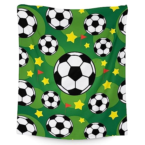 Mercuryelf Soccer Blanket Gifts, 50"x60" Funny Football Throw Blankets for Boys Kids, Cozy Lightweight Fleece Plush for Sofa Bed Room Decor