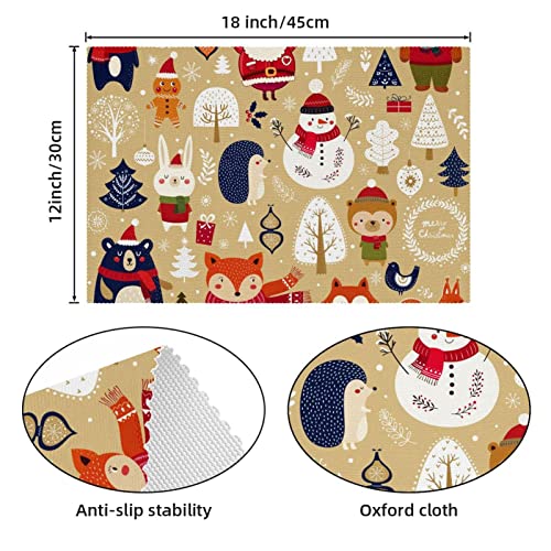 Set de table tissu Oxford lavable rigide et résistant pour décoration Noël