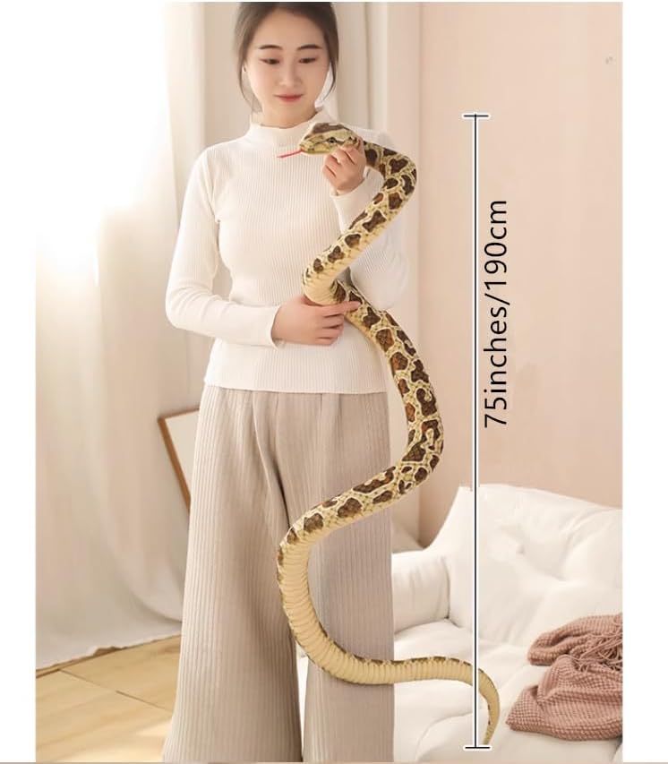 Miniatura 5 de Juguete de peluche de serpiente de simulaciónalmohada de pitón, almohada de peluche, juguete de peluche grande de 75 pulgadas, juguete de peluche