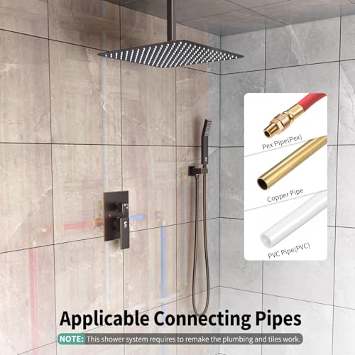 Image of SR SUN RISE 16 Inch Ceiling Mount Rain Shower System,Oil Rubbed Bronze