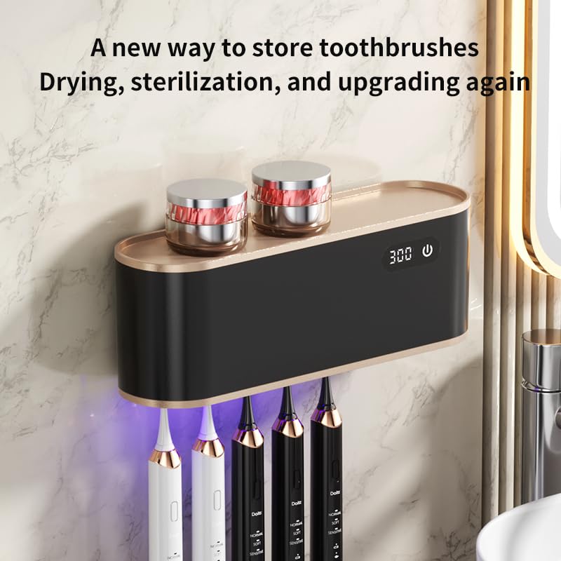 Sterylizator uchwyt na szczoteczki do zębów UV, sterylizator do elektrycznej szczoteczki do zębów, ładowanie USB, organizer na szczoteczkę do zębów, na 5 szczoteczek do zębów, 70 dni na jednym