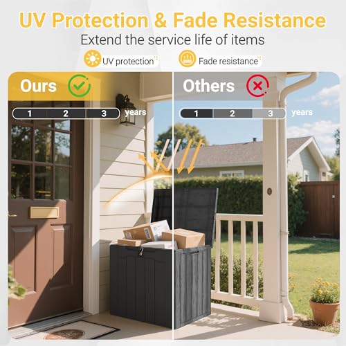 Image of Greesum Outdoor Storage Box 31 Gallon Storage Box with Lid for Patio Furniture, Garden Tools, Pool Supplies, Waterproof and UV Resistant, Lockable, Dark Black