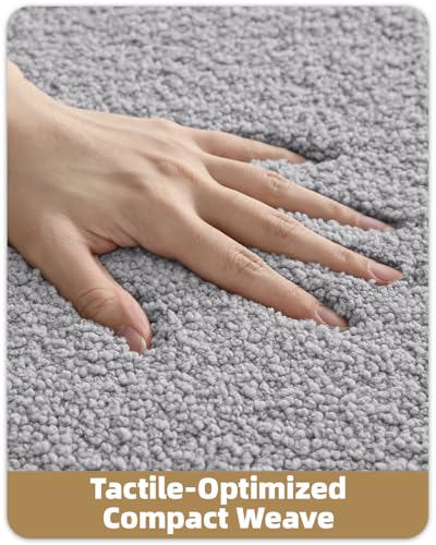 Image of Color&Geometry Oval Grey Bathroom Rugs 36x24, Extra Soft Absorbent Microfiber Bath Rugs, Non-Slip Bathroom mat, Washable Plush Bath Mats for Bathroom, Shower, Bathtub, Laundry, Light Grey