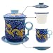 HOLLIHI Porcelanowa filiżanka do herbaty z pokrywką i spodkiem zestawy zaparzacza - chińska ceramika Jingdezhen kubek do kawy filiżanka do herbaty luźny liść system warzenia herbaty do domowego biura