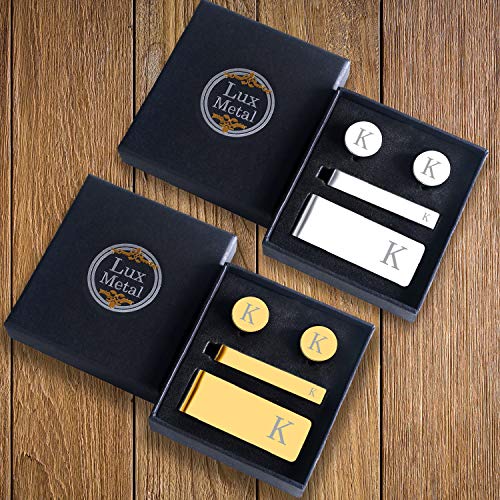 Bodyj4You 8Pc Cufflinks Tie Bar Money Clip Button Shirt Personalized Initials Letter N Gift Set #TOP2