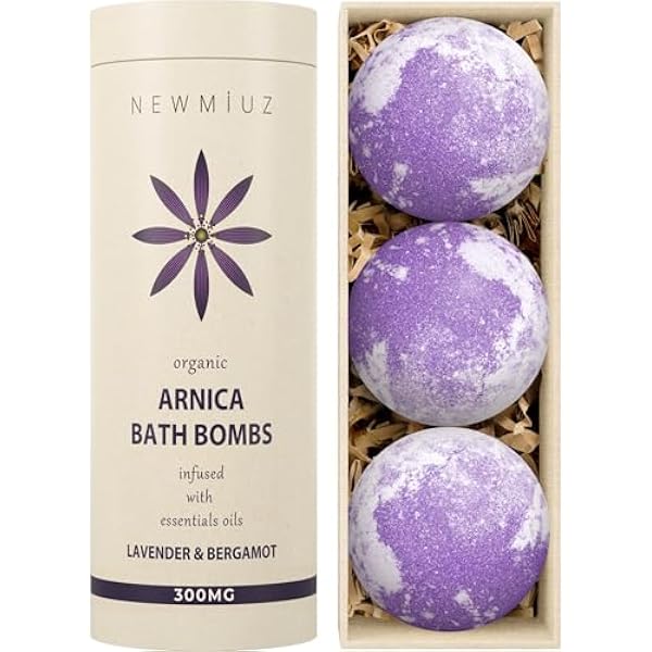 Organic 300 mg Arnica Montana Oil Bath Bombs Gift Set Lavender Bergamotka Essential Oils for Men & Women Anxiety Stress Relaksująca Bomb Bath Bomb Set Bubble Bath Shower Fizzies Birthday Christmas Spa