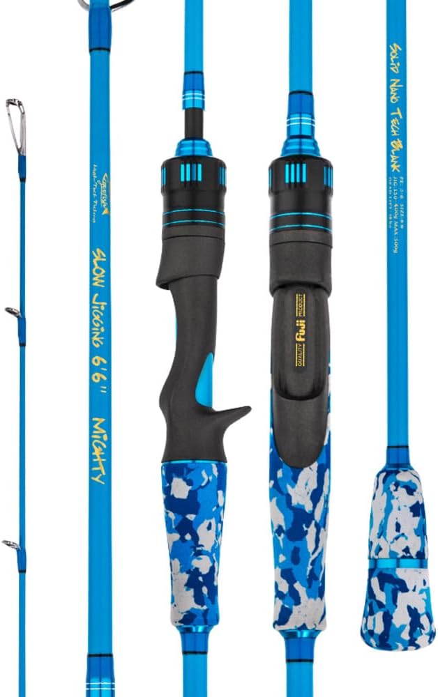 GOOFISH® Blue 6'6"(195cm) Solid Nano Tech Blank Saltwater Slow Pitch Jigging Rod PE3-6 Jig 150-500g