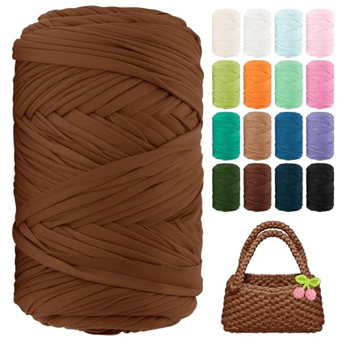 Image of T Shirt Yarn 260 Yards Beginner Crochet Yarn Polyester Yarn (Brown)