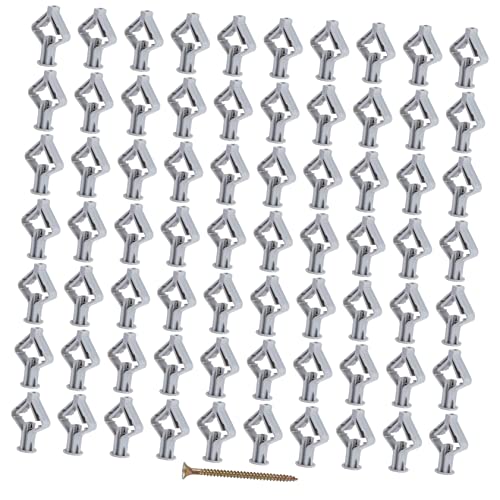 MUCKLILY 100pcs Plastic Expansion Anchor Wall Fixings Cement Screws for Drywall Lightweight Gypsum Board Anchors