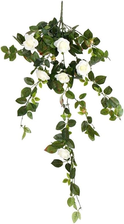 Miniatura 7 de Sunnyskar Flores artificiales de seda con hojas de seda para colgar en la pared, flores artificiales, flores de rosas para decoración de balcón,
