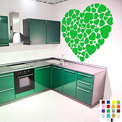 (180 x 159 cm) diseño de corazones con una altura máxima de vinilo adhesivo decorativo para pared con forma de corazón/de estilo romántico con diseño de lámina de decoración de vinilo/Home Love DIY de pareja de tela extraíble incluye + al azar de Vinilo r
