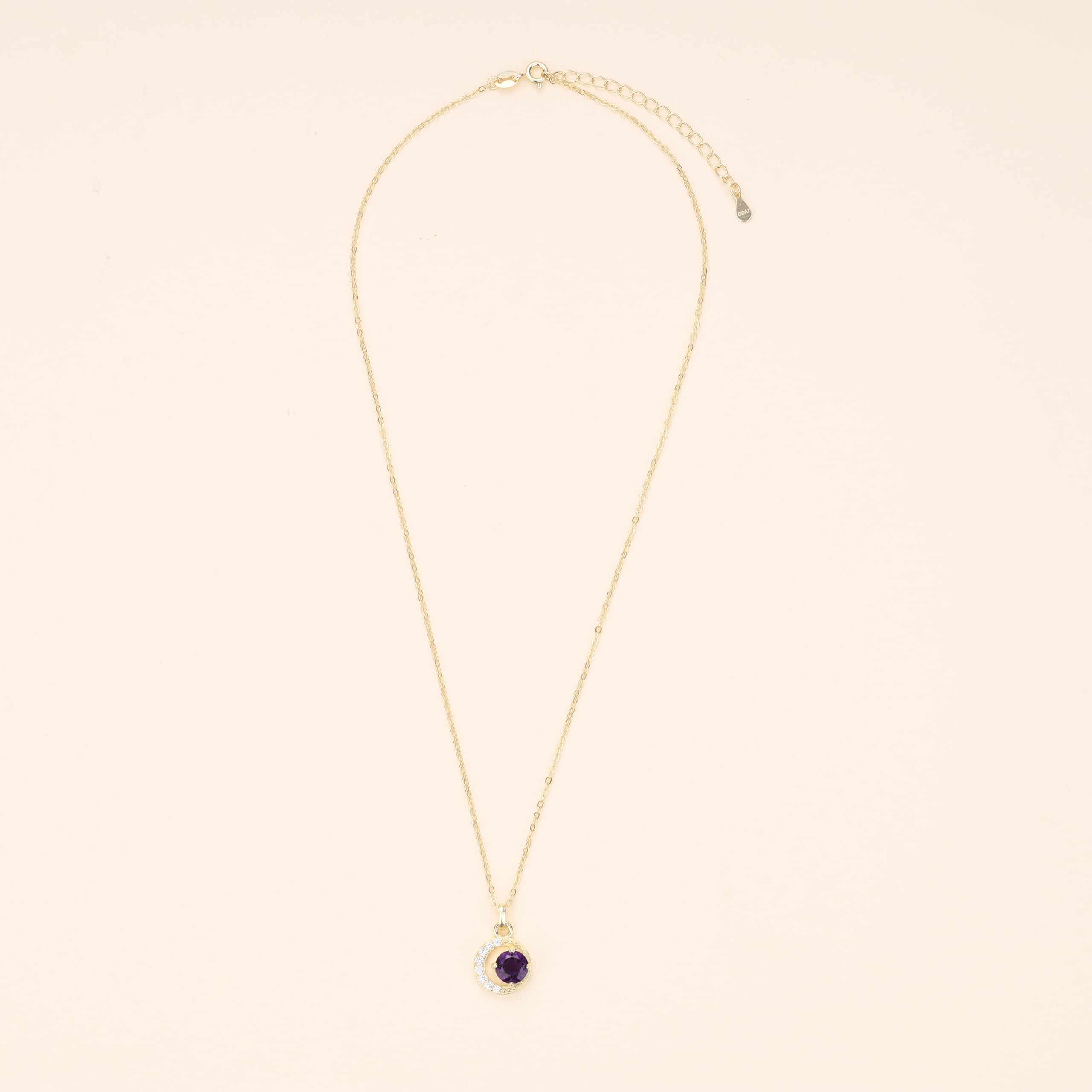 COAI Collar Mujer Plata 925, Collar Oro 14k con Colgante Luna Creciente de Diamantes de Circonita Cúbica y Piedras Naturales