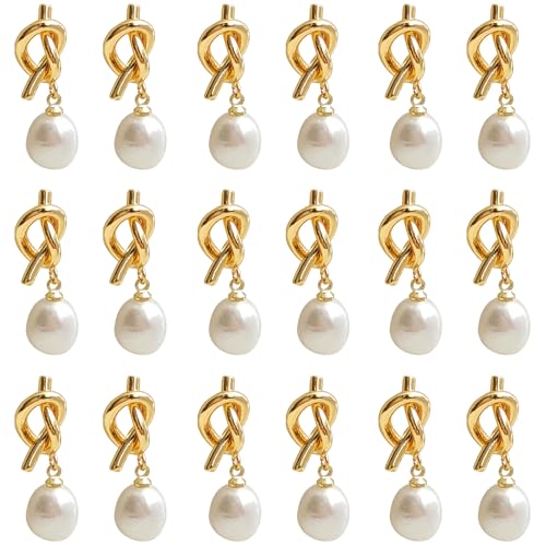 9Pairs Vintage Pearl Drop Earrings for Women,Elegant Gold Pearl Knot Earrings Bridesmaid Proposal Accessory Wedding Day Jewelry