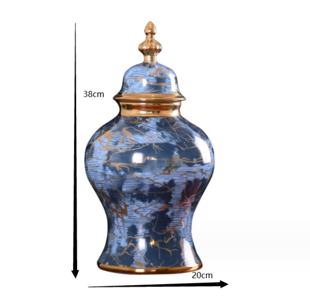 Słoik Imbirowy Ceramiczny Słoik Na Imbir Współczesny Dekoracyjny Słoik Akcent Wystrój Domu Lub Stołu Biurowego Kanister Kuchenny Jingdezhen Antyczny Styl (Color : Blu, Size : 20 * 38cm)