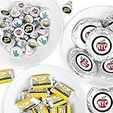 Big Dot of Happiness NYC Cityscape - Mini Candy Bar Wrappers, Round Candy Stickers and Circle...