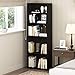 Furinno JAYA Book Shelf, 5-Tier Bookshelf, Bookcase with Adjustable Shelves, 9.5 x 24.5 x 71.2, for Organization and Storage, for Living Room, Bedroom, Home Office, Espresso