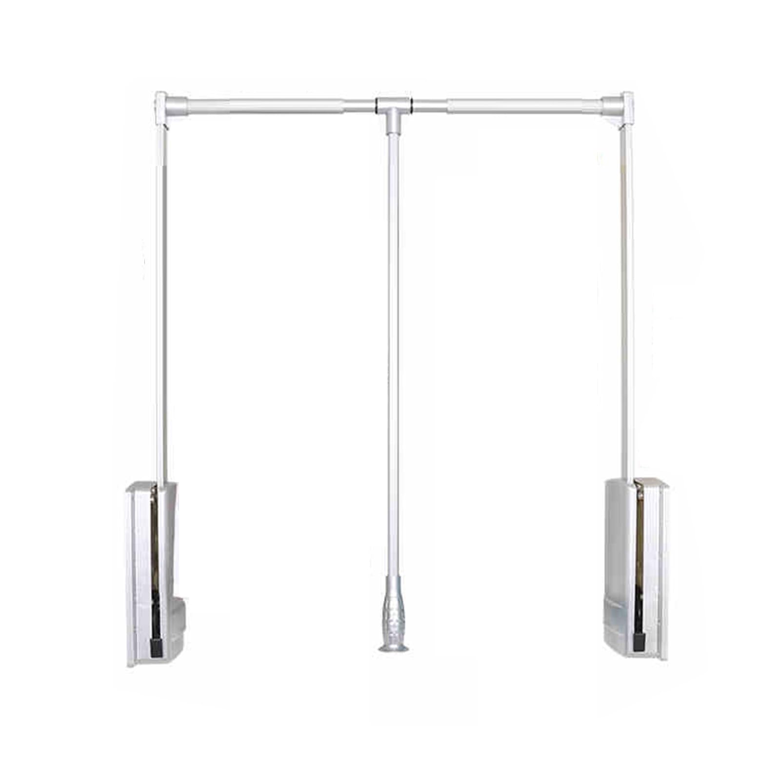 HTTGDGDH Adjustable Pull Down Closet Rod Organizer With Pneumatic Buffer, 510-1210Mm Wardrobe Lift Rail For Clothes, Load Capacity 15Kg - Brown Style 1,Silver-style 2-660-890mm