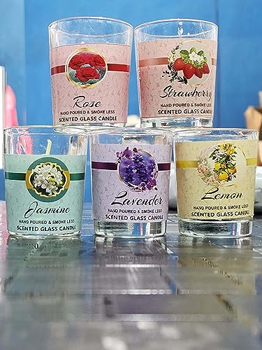 Image of Glass Votive Paraffin Wax Candles Perfect for Decoration of Dinner, Wedding Parties, Church, Spa, Restaurant, Smokeless Dripless Long Lasting(Rose, Set of 1 - Burn Time: 10 Hr)