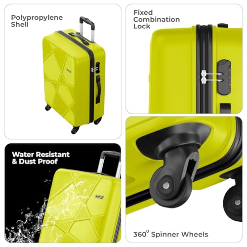 Image of Safari Polypropylene (Pp) Pentagon Hardside Small and Medium Size Cabin & Check-in Luggage Set of 2 Suitcase Spinner Trolley Bags for Travel Green Lime Color 55Cm & 66Cm