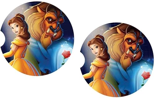 Juego de 2 posavasos para coche de Beauty and The Beast con personalización opcional