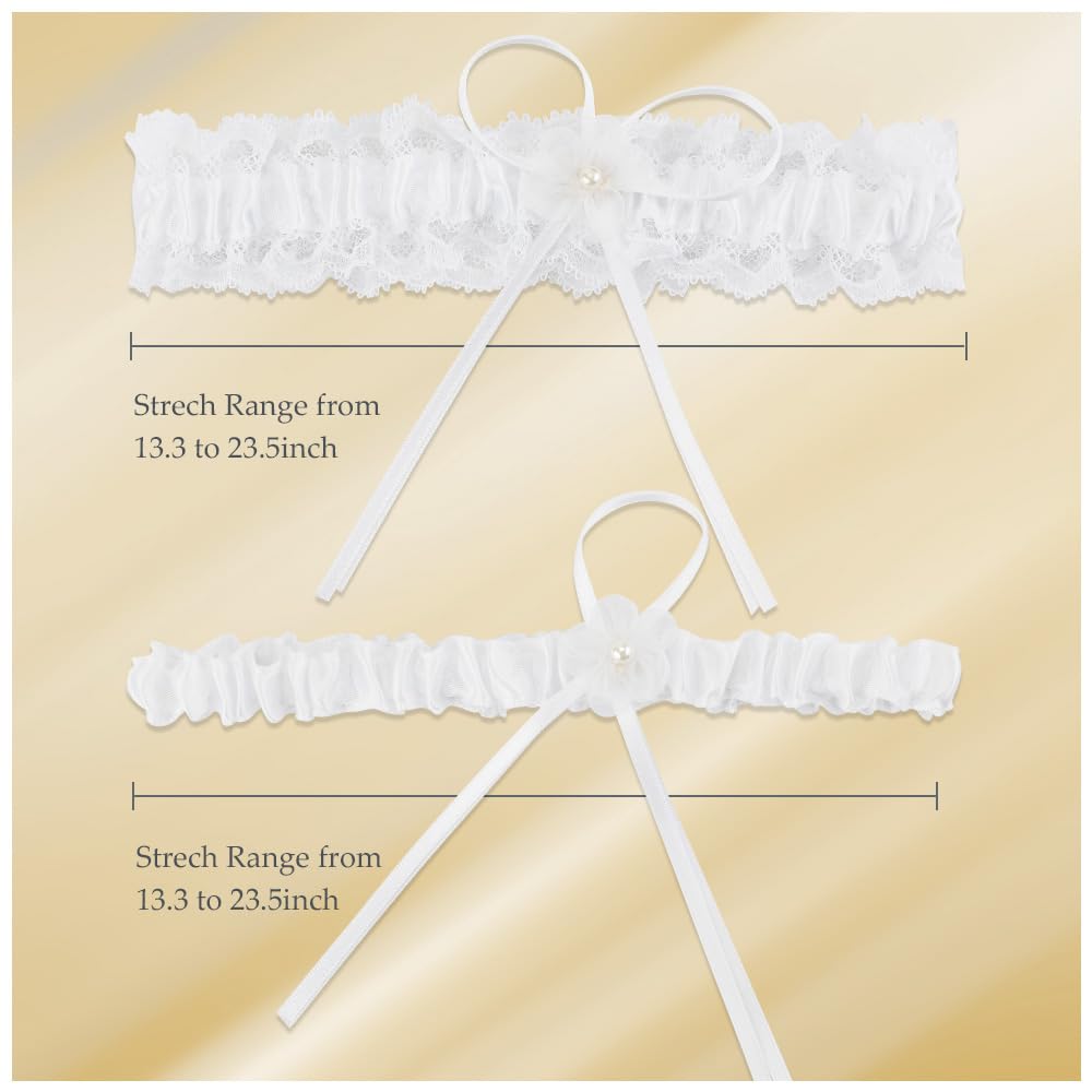 Wedding Garter Belts for Women,2 Pieces Lace Garter for Bride Leg Thigh Band,Women’s Bridal Garters Set Stretchy Elastic