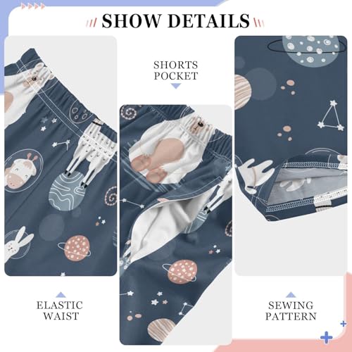 ZZXXB Astronaut Llama Bear Boys Long Pants Soft Trousers Elastic Waist Kids Lounge Bottoms with Pockets S-XL4