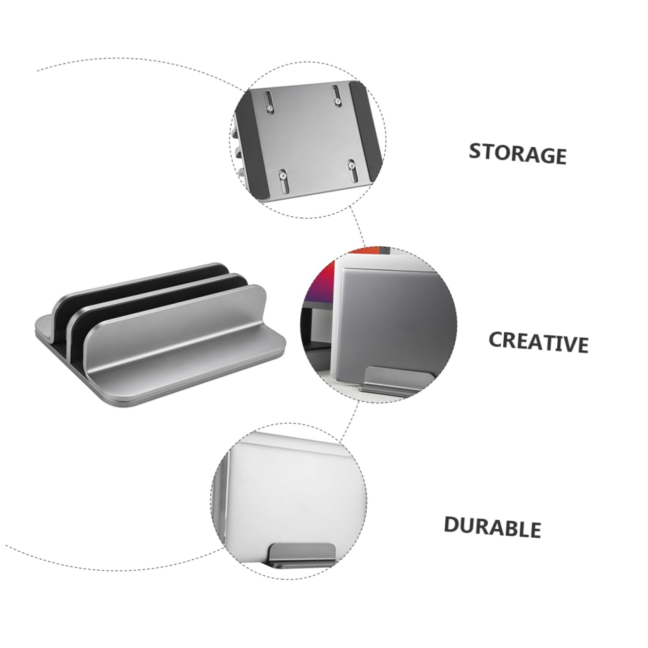 Angoily Soporte Vertical Doble para Portátil Fabricado Aleación De Aluminio para Escritorio y Tableta Excelente Diseño y Soporte para Dispositivos Electrónicos
