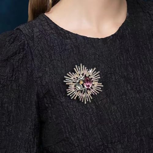 Image of Rhinestone Snowflake Brooch Pin for Women Sparkly Flower Corsage Lapel Pin Vintage Floral Suit Jacket Brooch Pin Jewelry for Women Men Birthday Gifts