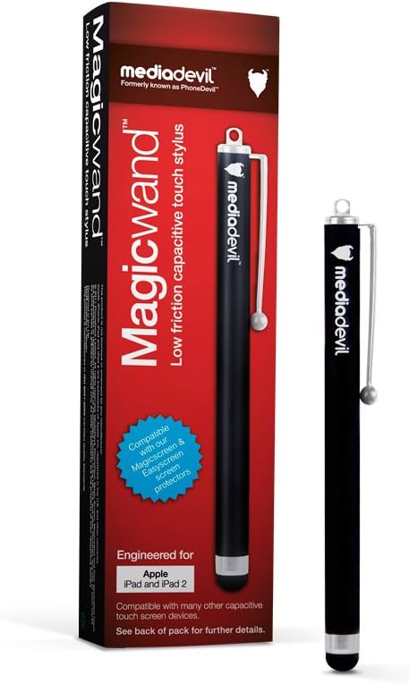 MediaDevil Stylus (Regular, Black) for Tablets & Smartphones (e.g. Apple iPhone, iPad, Samsung Galaxy, Google Nexus) - Magicwand Stylus