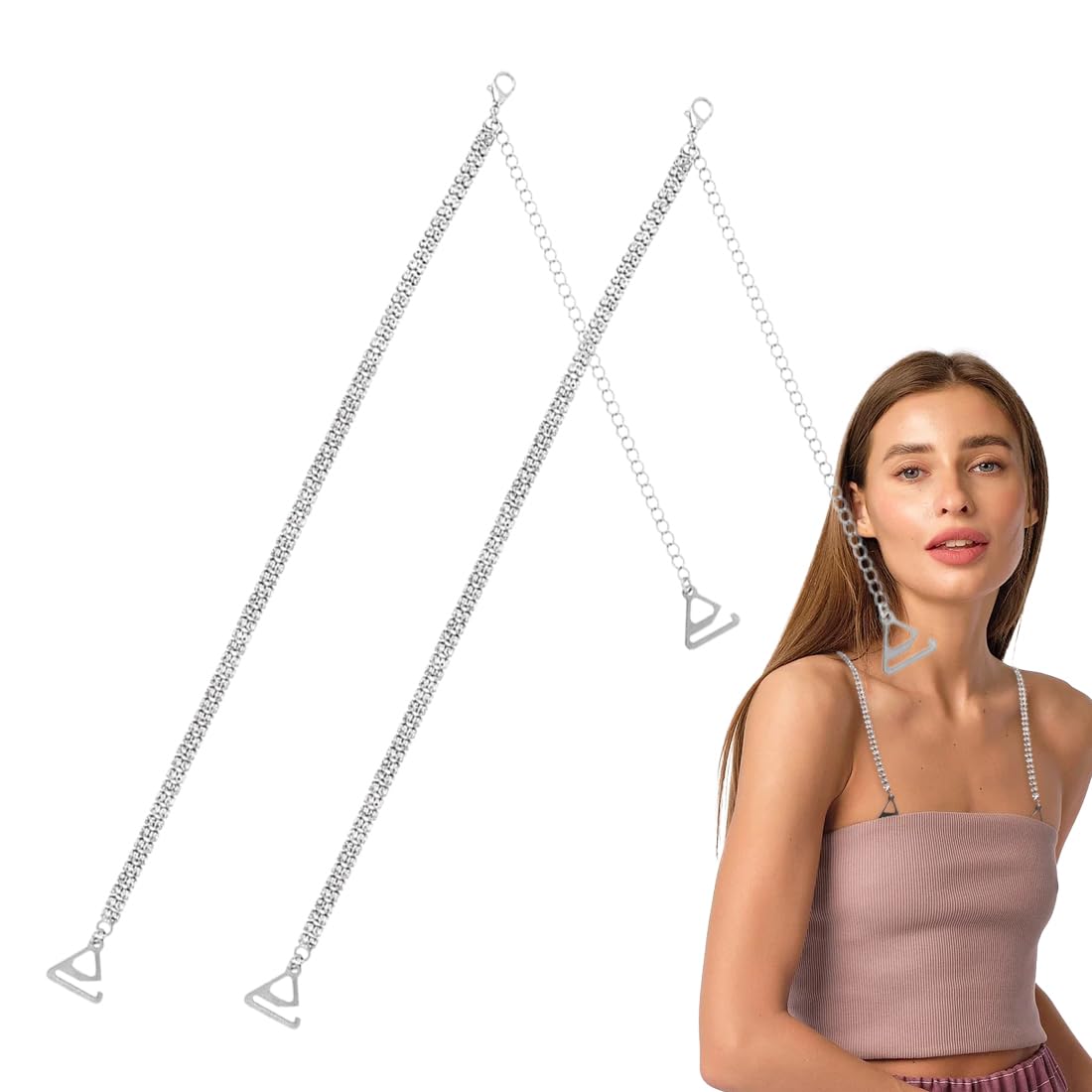 IYOU Sprankelende strass beha-bandjes zilveren kristallen beha schouderriem drievoudige rijen feest nachtclub beha ondergoed bandjes voor dames vest rugloze jurk, Zilver, Eén maat IYOU Sprankelende strass beha-bandjes zilveren kristallen beha schouderriem drievoudige rijen feest nachtclub beha ondergoed bandjes voor dames vest rugloze jurk, Zilver, Eén maat