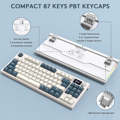 RK86 RGB 75% teclado mecánico de junta inalámbrico, modo Triple Bluetooth5.0/2.4G/USB-C 82 teclas Ho
