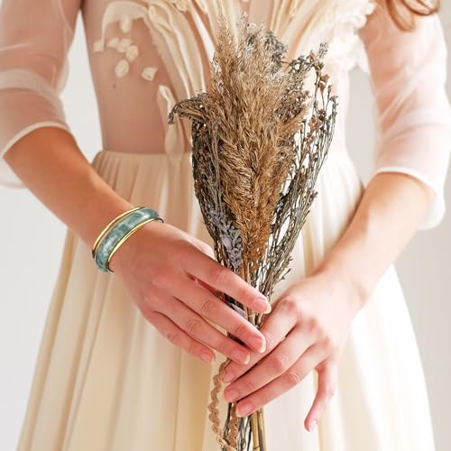 Tondiamo 3 Pcs 2.4'' Stackable Jade Bangle Bracelet for Women with Stainless Steel Gold Plated Bracelet Real Nature Jadeite Bangle Good Luck Healing Jewelry Gifts for Women4