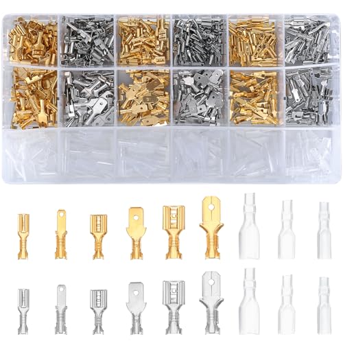 540 conectores de cable eléctrico, conectores de pala macho hembra de 2,8 mm, 4,8 mm, 6,3 mm, conectores de terminal de alambre, bloque de terminales de crimpado de alambre con mangas aislantes para