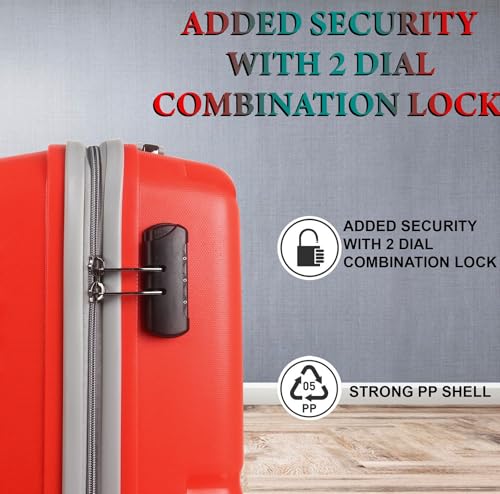Image of Trumpkin Suitcase 360 Degree Small Suitcase /Cabin-Luggage / 22 inch inch /Size 55 cm /Hard-Sided Luggage Trolley Bag /Model-Z / 360 Rotating / 8 Wheels (Red)