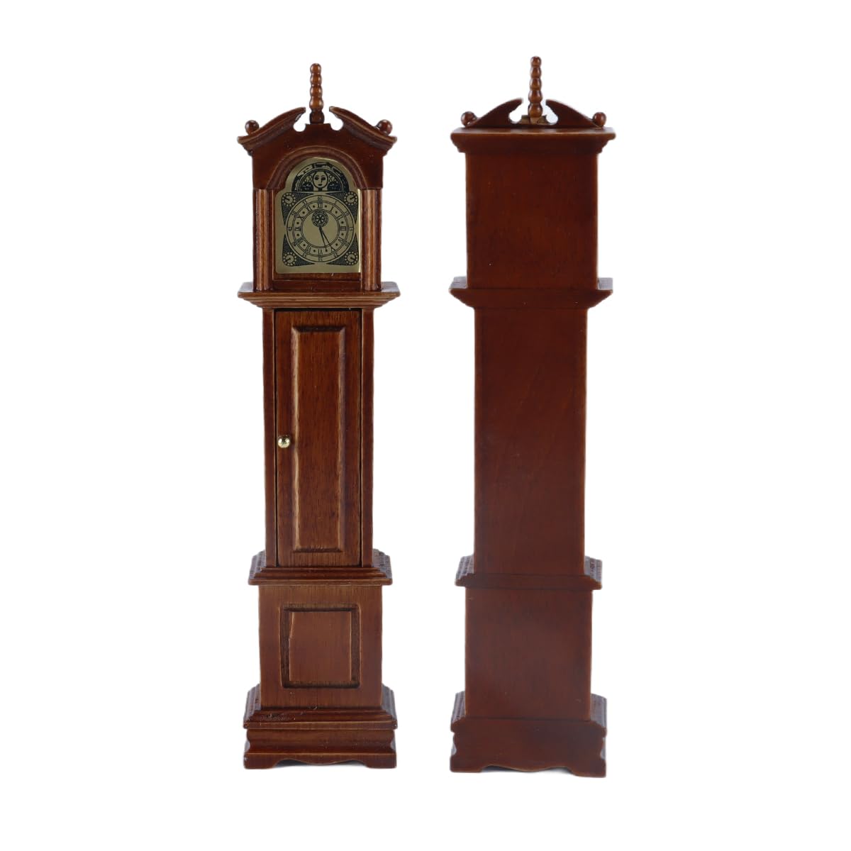 Ausi Mini Grandfather Clock Model,1:12 Scale Dollhouse Furniture, Retro Wooden Floor Clock for Home Decor Brown