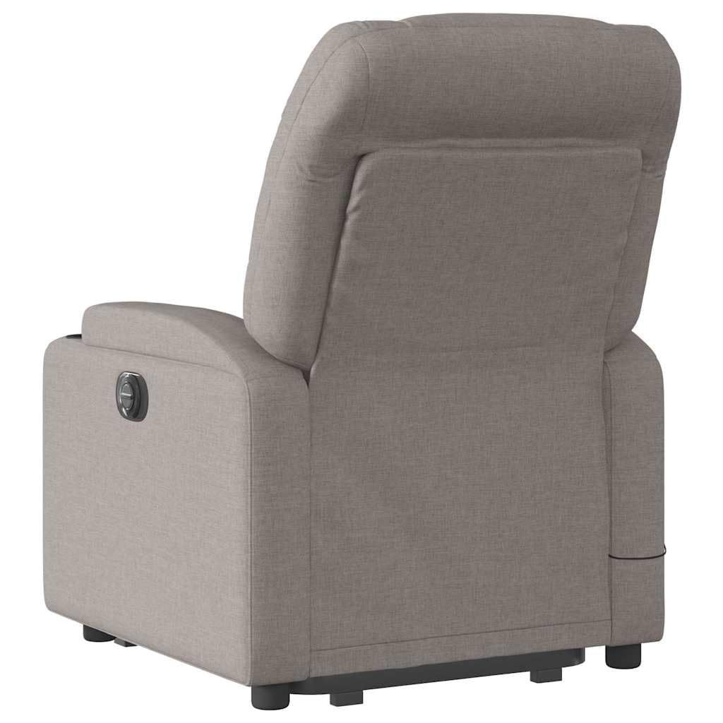 Sillón elevador eléctrico reclinable de tela gris con 6 puntos de vibración y elevación automática, asiento cómodo y estable para relajación y bienestar