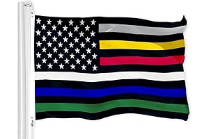 G128 Thin Line Civil Services Flag, 3x5 Ft, Police with Yellow Line